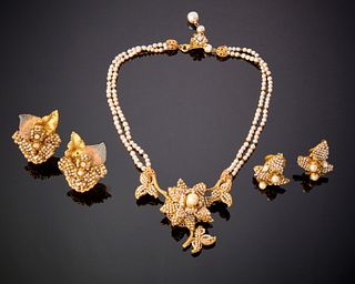 A Miriam Haskell necklace set