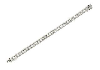 A Platinum and Diamond Line Bracelet, Circa 1925, 13.40 dwts.