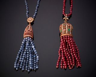 Two sautoir bead necklaces