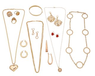 A group of gold jewelry