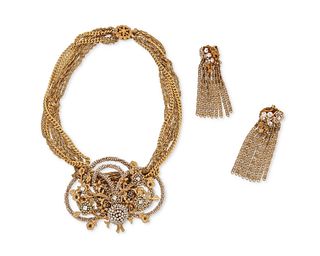 An elaborate Miriam Haskell jewelry set