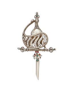 A Nettie Rosenstein sterling silver sword brooch