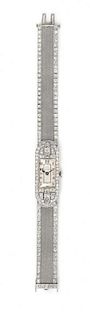 * An Art Deco Platinum and Diamond Wristwatch, Patek Philippe, Circa 1928,