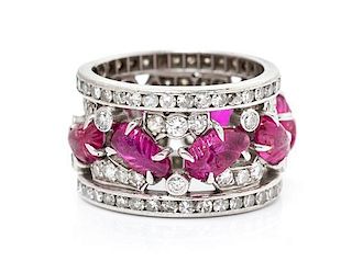 An Art Deco Platinum, Ruby and Diamond Ring, 5.40 dwts.