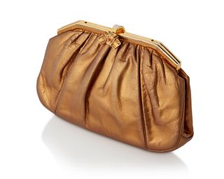 A Judith Leiber gold leather evening clutch bag