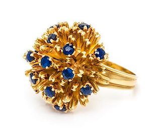 An 18 Karat Yellow Gold and Sapphire Ring, 10.90 dwts.