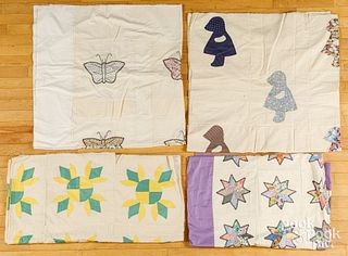 Four quilt tops, 20th c.