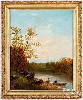 American oil on canvas landscape, late 19th c.