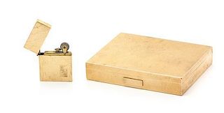 * A Yellow Gold Cigarette Case and Lighter, 94.10 dwts.