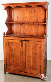 Pine stepback cupboard, 19th c.