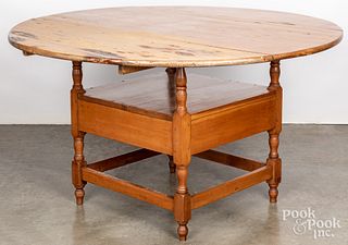 Pine and maple chair table, 19th c.
