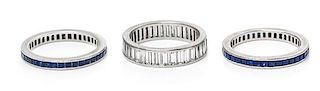 * A Collection of Platinum and Gem Eternity Bands, 7.60 dwts.