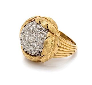 * A Bicolor Gold and Diamond Ring, 9.20 dwts.