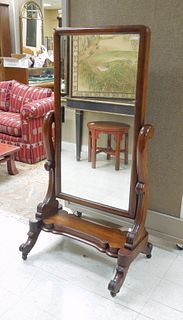 19th C. Mahogany Framed Cheval Mirror.