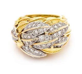 An 18 Karat Yellow Gold, Platinum and Diamond Ring, David Webb, 14.20 dwts.