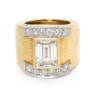 An 18 Karat Yellow Gold, Platinum and Diamond Ring, David Webb, 12.70 dwts.