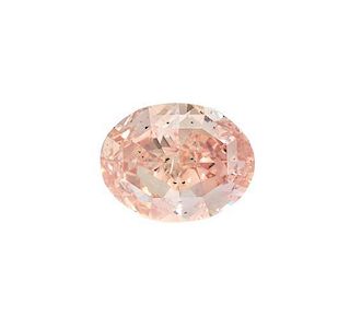 A 2.58 Carat Oval Mixed Cut Fancy Orangy Pink Diamond,