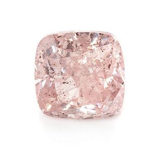 A 1.01 Carat Cushion Cut Fancy Purple Pink Diamond,