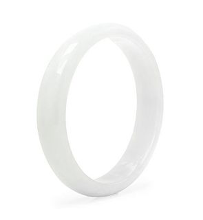 A White Jadeite Jade Bangle Bracelet, 37.70 dwts.