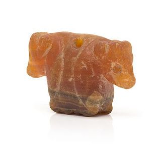 * A Possibly Ancient Carnelian Double Calf Carved Bead, 11.00 dwts.