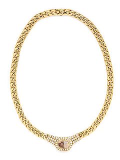 An 18 Karat Yellow Gold, Diamond and Ancient Cameo Necklace, Bulgari,		 45.60 dwts.