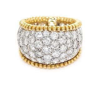 A Bicolor Gold and Diamond Band, 5.60 dwts.