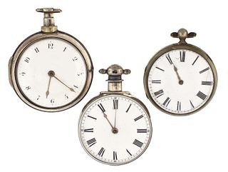 A lot of three English verge fusee pocket watches
