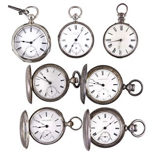A lot of seven American and English keywound pocket watches
