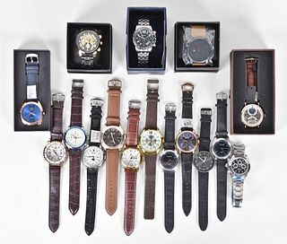 A lot of sixteen large wrist watches