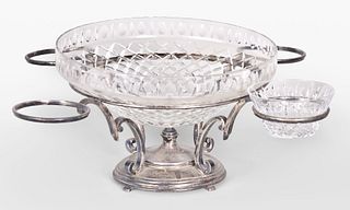 Hawkes cut glass bowls with sterling silver stand