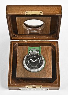 A mid 20th century Hamilton navigation watch with Pilliod Cabinet Co. box