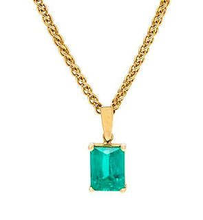 A Yellow Gold and Emerald Pendant, 5.80 dwts.