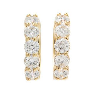 A Pair of Yellow Gold and Diamond Hoop Earrings, Hearts on Fire, 6.40 dwts.