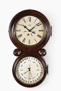 E. Ingraham & Co. Ionic double dial calendar clock