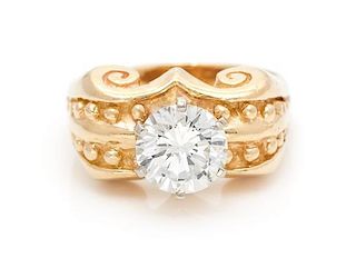 * A Yellow Gold and Diamond Ring, 8.10 dwts.