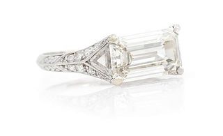An Art Deco Platinum and Diamond Ring, 2.50 dwts.