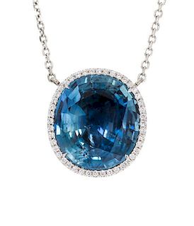 A White Gold, Sapphire and Diamond Necklace, 11.90 dwts.