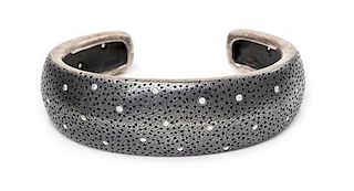 A Blackened Sterling Silver and Diamond Dust Cuff, Boregaard, 26.10 dwts.