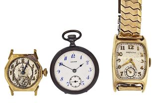 A lot of four watches including a Charles Oudin widows watch with original box