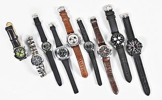 A lot of nine dive and sport watches
