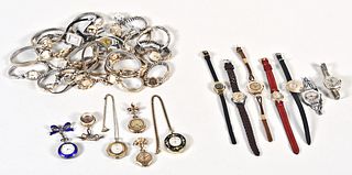 A lot of lady's wrist watches and pendant watches