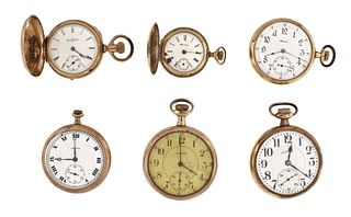 A lot of six Illinois and Hampden pocket watches