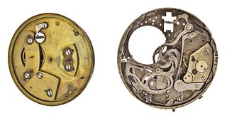 A lot of two pocket watch movements including an unfinished English lever fusee