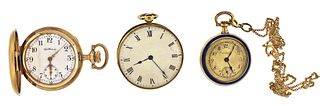A lot of three gold pocket watches