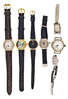 A lot of seven quartz and mechanical wrist watches