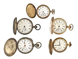 A lot of eight American pocket watches