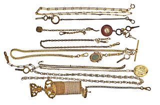 A lot of eleven watch chains and accessories
