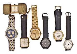 A lot of seven watches including two signed Tiffany & Co.