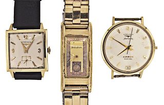 A lot of three 14 karat gold wrist watches