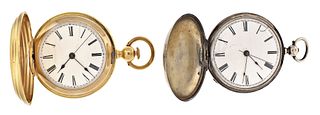 A lot of two Swiss Chinese calibre keywound pocket watches